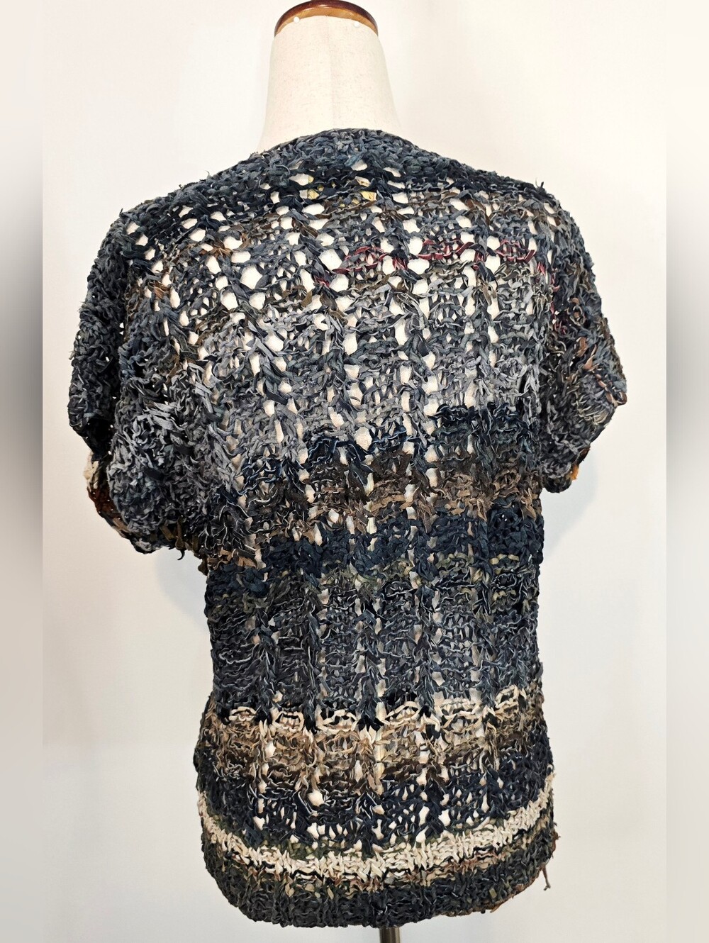 Vintage Handmade Woven Leather Boho Top Coastal Festival Artwear Westerncore - Picture 6 of 9